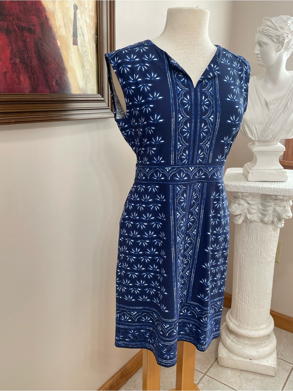 Talbots Sleeveless Blue Classy Shift Dress Business Casual 6P NWT